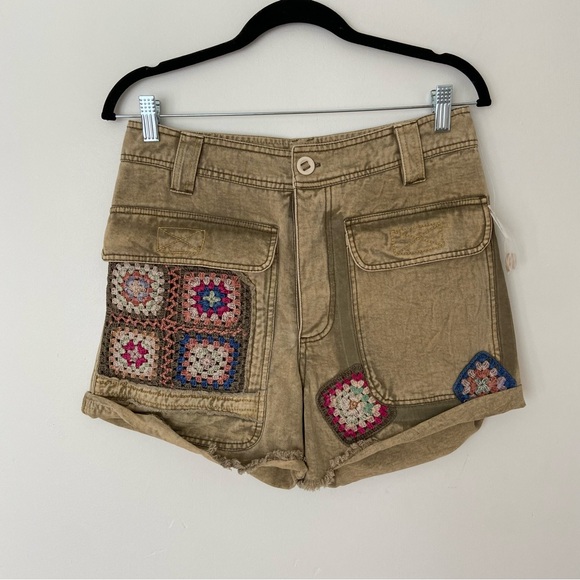 Free People Pants - Free People NWT Follow Rivers Crochet Shorts size 4 Granny Square Vintage